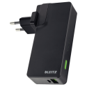 Ładowarka podróżna Leitz Complete z 2 portami USB i z Power Bankiem - czarna