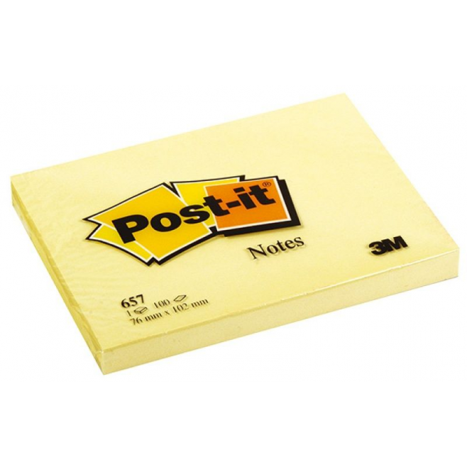 Bloczek samoprzylepny 3M Post-it 657, 76x102mm - żółty