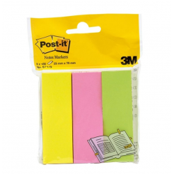Znaczniki papierowe 3M Post-it (671/3) 26x76mm, 3x100k - mix kolorów