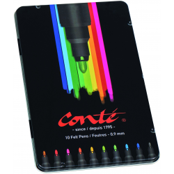 Pisaki Bic Conte w metalowym pudełku - 10 kolorów