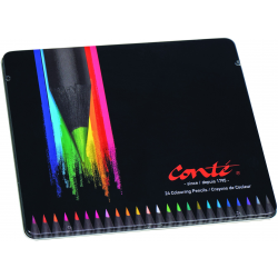 Kredki Bic Conte w metalowym pudełku - 24 kolory