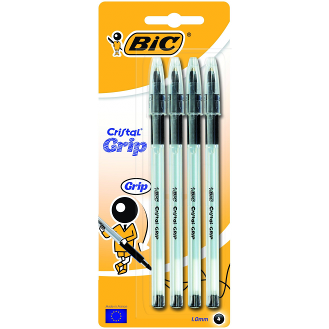 Długopis Bic Cristal Grip czarny - 4 sztuki