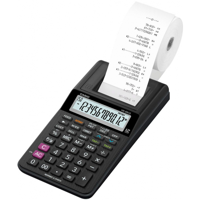Kalkulator Casio HR-8RCE-BK z drukarką