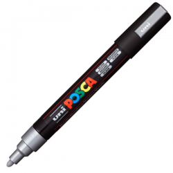 Marker z farbą plakatową Uni POSCA PC-5M - srebrny