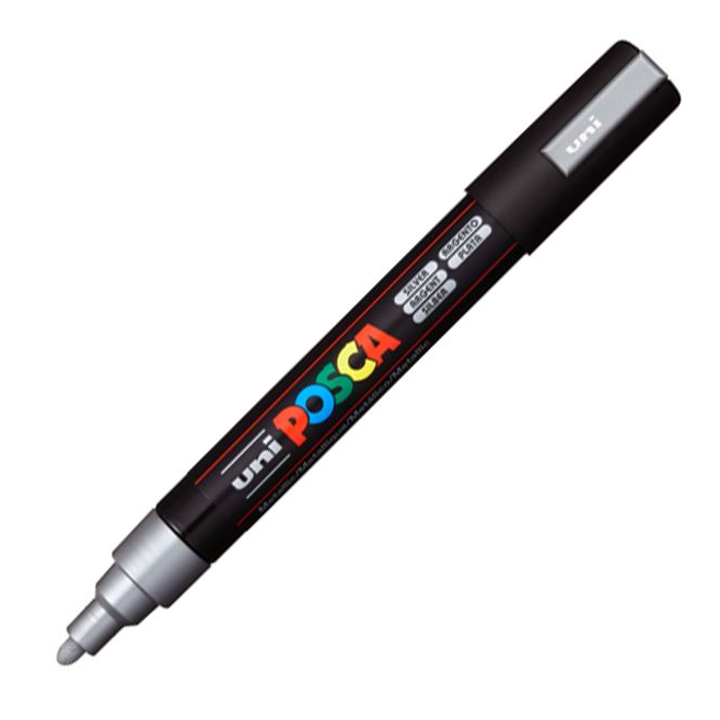 Marker z tuszem pigmentowym Uni POSCA PC-5M - srebrn