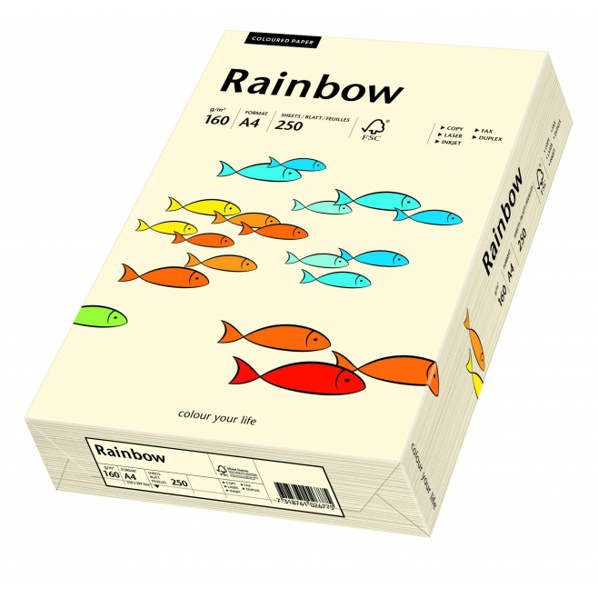 Papier kolorowy Rainbow A4 160g/250ark., nr 03 - kremowy