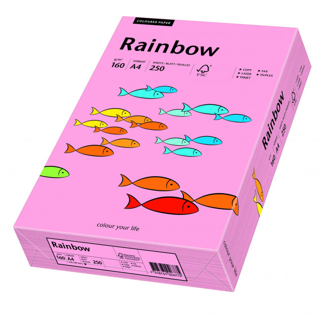 Papier kolorowy Rainbow A4 160g/250ark., nr 55 - różowy