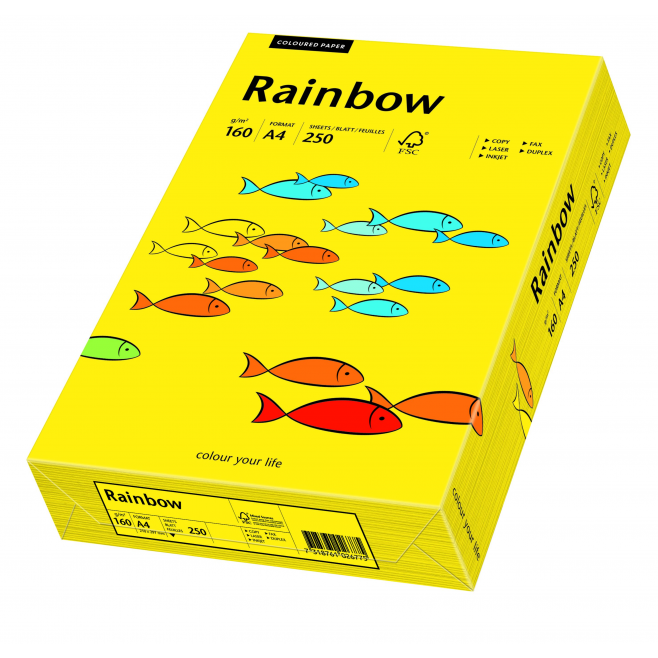 Papier kolorowy Rainbow A4 160g/250ark., nr 18 - żółty ciemny