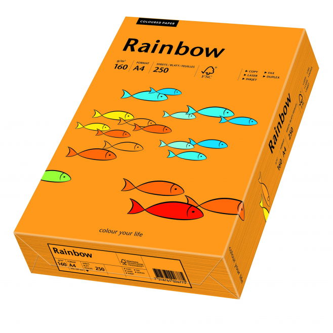 Papier kolorowy Rainbow A4 160g/250ark., nr 24 - pomarańczowy