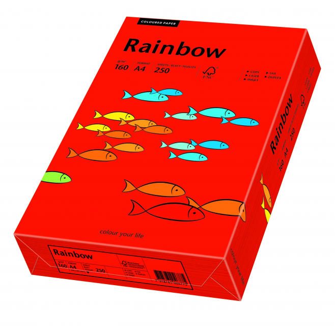 Papier kolorowy Rainbow A4 160g/250ark., nr 28 - czerwony ciemny
