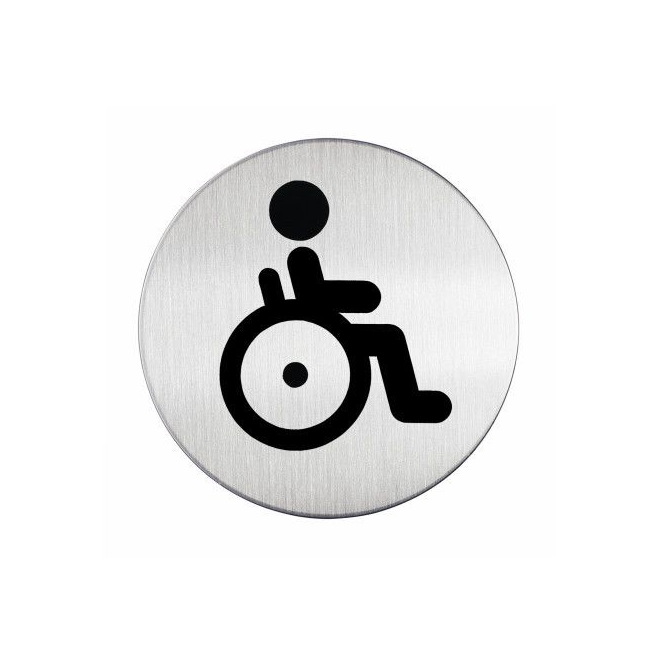 Tabliczka / piktogram "WC dla osób niepełnosprawnych" okrągła - srebrna  / 1 szt.