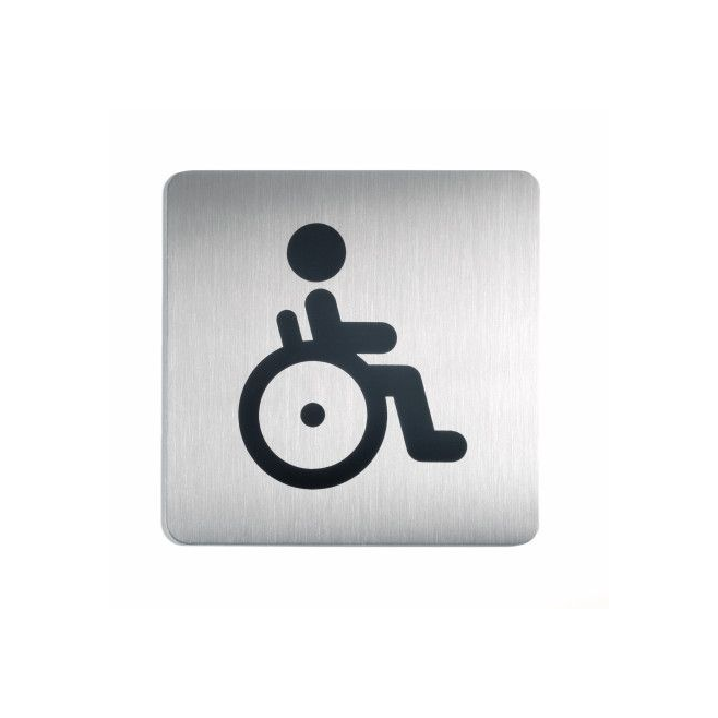 Tabliczka / piktogram "WC dla osób niepełnosprawnych" kwadratowa - srebrna  / 1 szt.