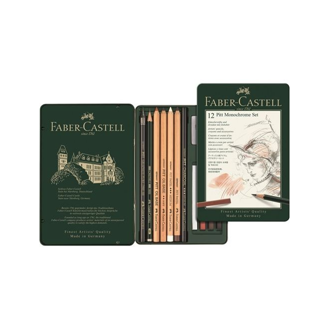 Zestaw ołówków i grafitów Faber-Castell Pitt Monochrome - 12 elementów