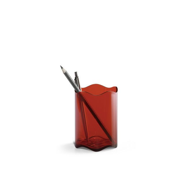 Pojemnik na długopisy TREND - czerwony transparentny