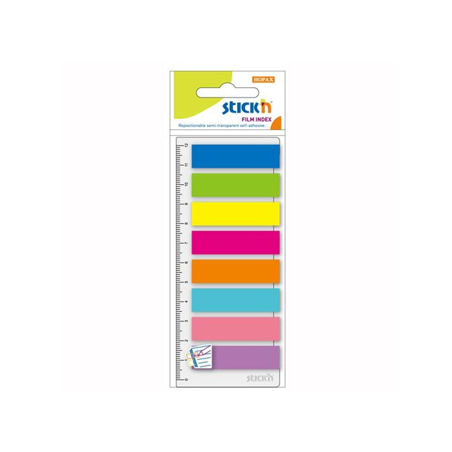 Zakładki indeksujące Stick'n 12x45mm z linijką - 8 kolorów neon