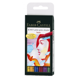 Pisaki artystyczne Faber-Castell - PITT ARTIST PEN B - BASIC - 6 kolorów