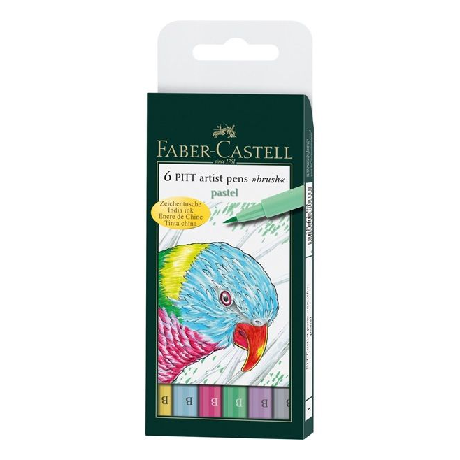 Pisaki artystyczne Faber-Castell - PITT ARTIST PEN B - PASTEL - 6 kolorów