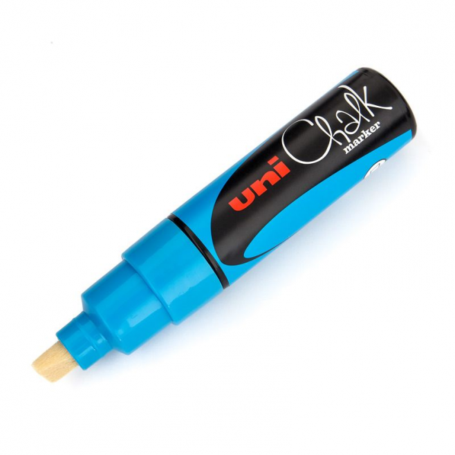 Marker kredowy Uni Chalk PWE-8K - jasnoniebieski