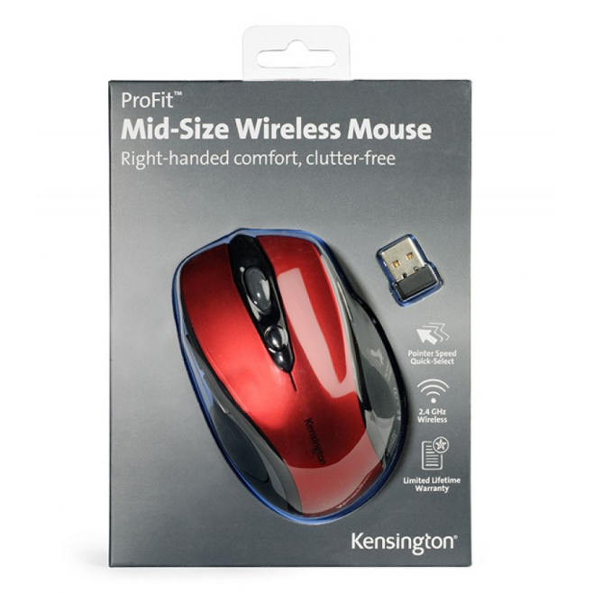 Mysz bezprzewodowa Kensington Pro Fit średnia - czerwona