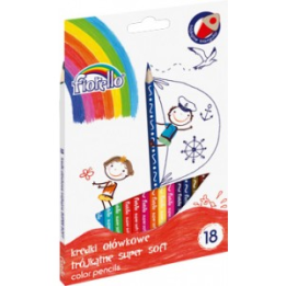 Kredki ołówkowe trójkątne Fiorello Super Soft - 18 kolorów