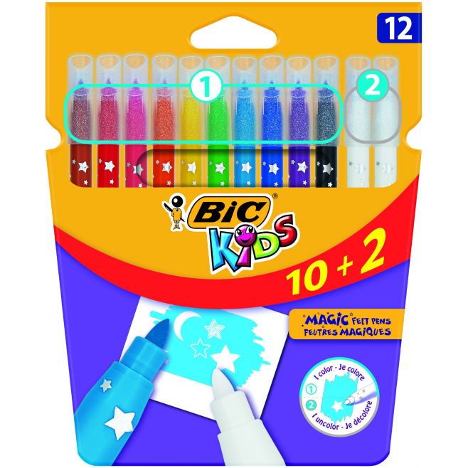 Pisaki Bic Kids Magic Color & Erase - 12 kolorów