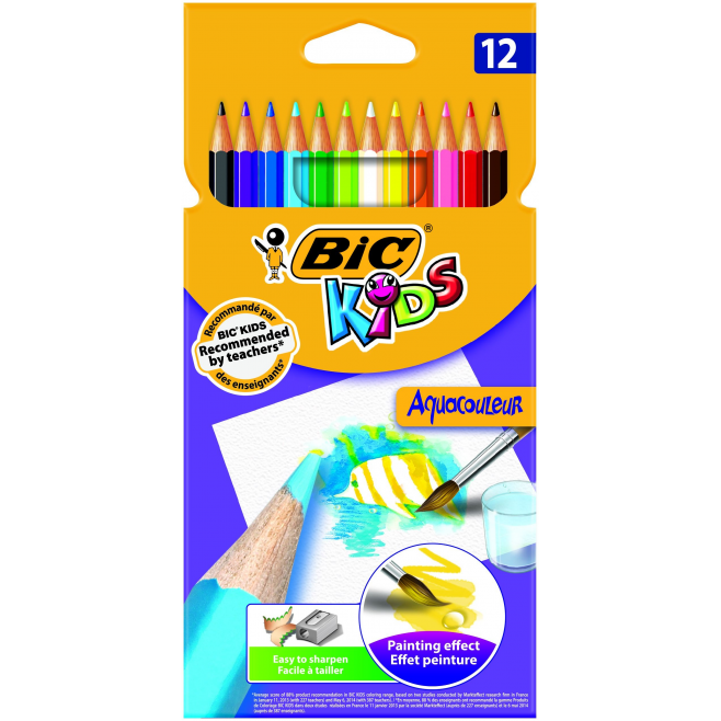 Kredki ołówkowe Bic Kids Aquacouleur  - 12 kolorów