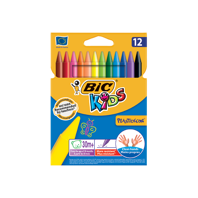 Kredki świecowe Bic Kids Plastidecor - 12 kolorów