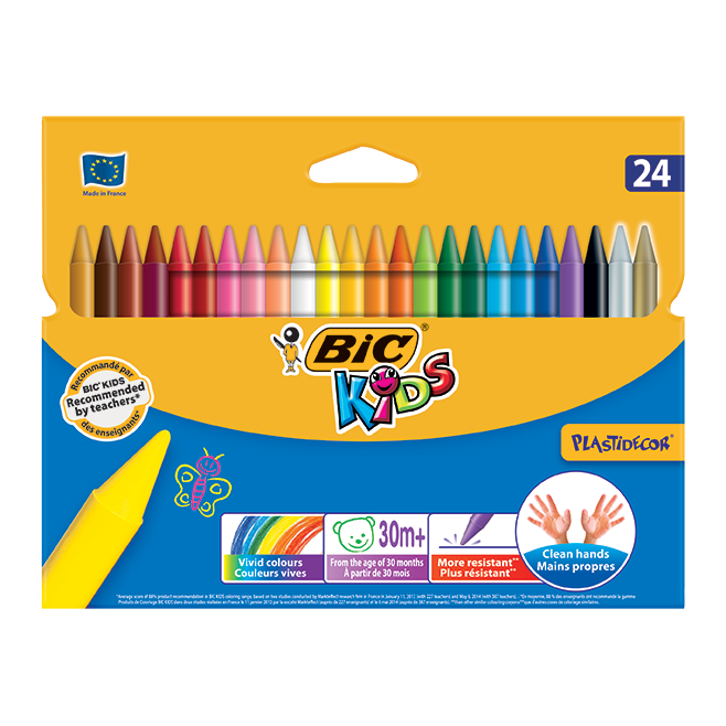 Kredki świecowe Bic Kids Plastidecor - 24 kolory