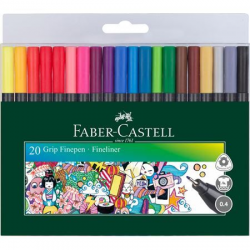 Cienkopisy Faber-Castell GRIP 0,4 mm - 20 kolorów