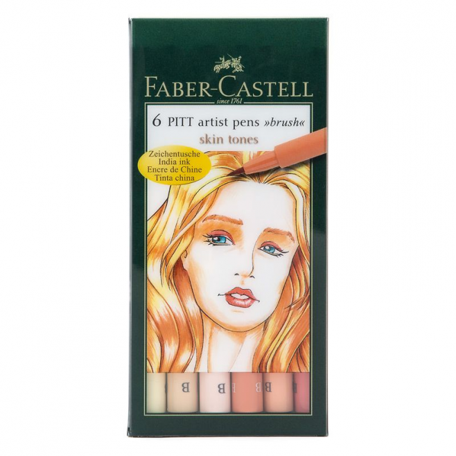 Pisaki artystyczne Faber-Castell - PITT ARTIST PEN B - SKIN TONES - 6 kolorów
