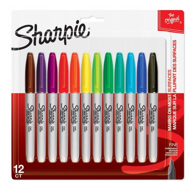 Markery permanentne Sharpie - zestaw 12 kolorów