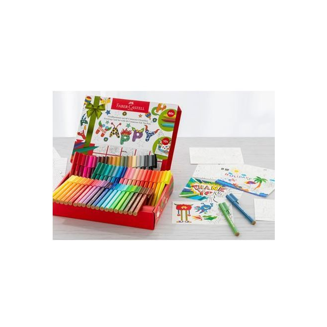 Pisaki Faber-Castell Connector - Pudełko z kartkami - 60 kolorów