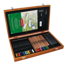 Zestaw artystyczny Derwent Academy Wooden Box - 35 elementów