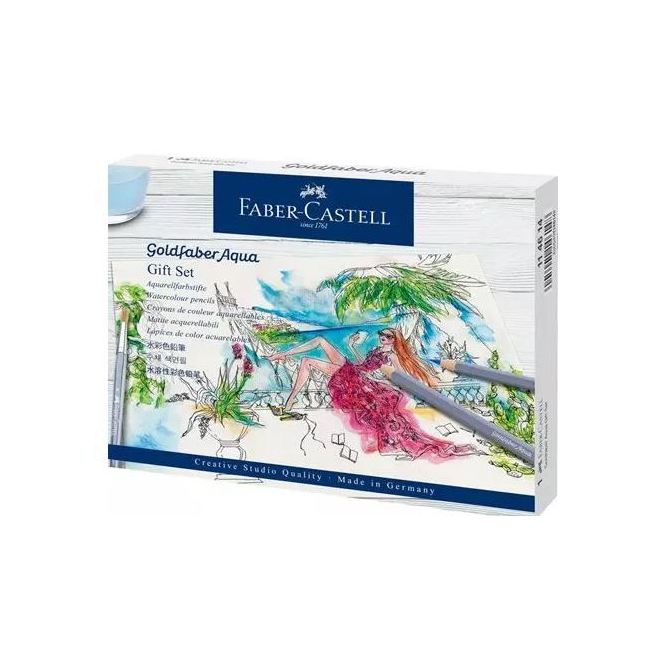 Kredki akwarelowe Faber-Castell Goldfaber Aqua - 12 kolorów - zestaw prezentowy