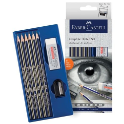 Zestaw ołówków Faber-Castell Goldfaber - 6 szt + gumka + temperówka