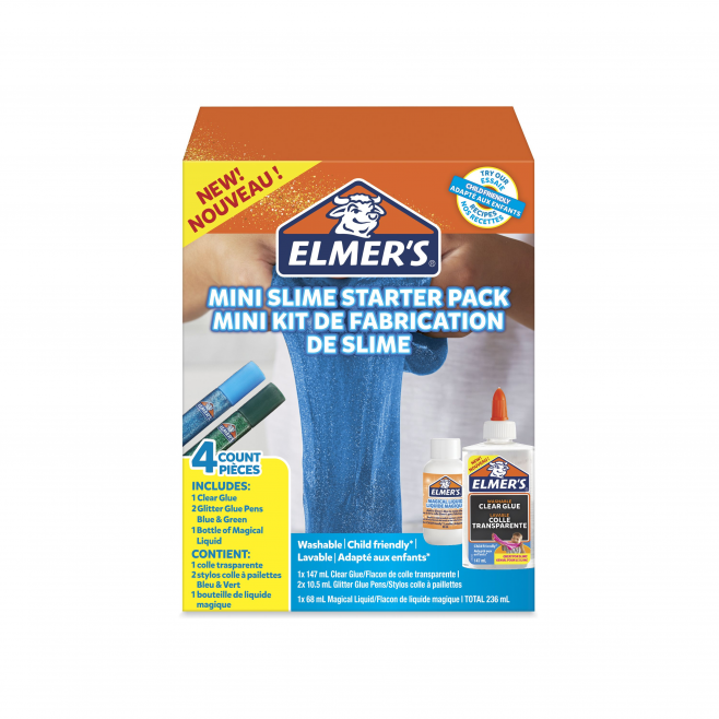 Zestaw kreatywny Elmer's Slime - 1 klej przezroczysy + 1 aktywator + 2 kleje brokatowe