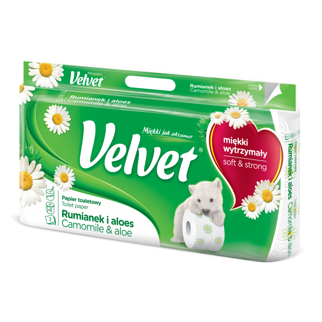 Papier toaletowy Velvet - biały rumianek / 8 rolek