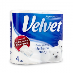 Papier toaletowy Velvet - delikatnie biały / 4 rolki