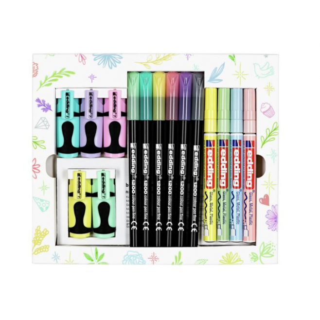 Pisaki Edding w pastelowych kolorach - zestaw 15 sztuk