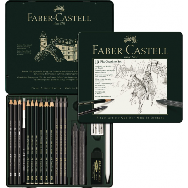 Zestaw ołówków i grafitów Faber-Castell Pitt Graphite - 19 elementów