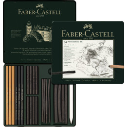 Zestaw ołówków i grafitów Faber-Castell Pitt Charcoal - 24 elementy