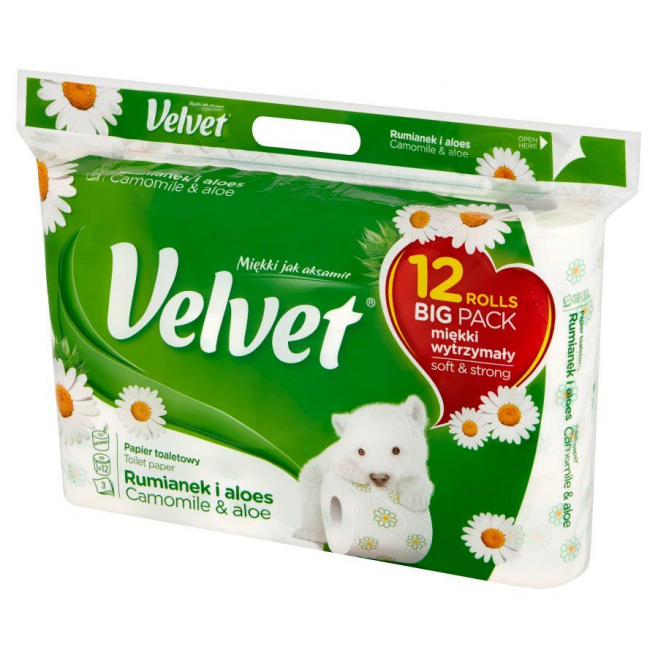 Papier toaletowy Velvet - biały rumianek / 12 rolek