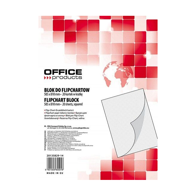 Blok w kratkę do tablic Flipchart Office Products- 58,5x81cm, 20k