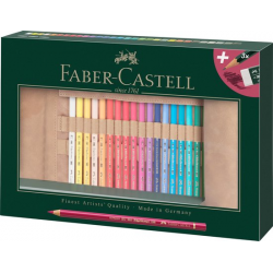 Kredki ołówkowe Faber-Castell Polychromos - 30 kolorów + rolowany piórnik i akcesoria