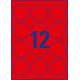 Usuwalne etykiety czerwone neonowe A4 Avery Zweckform okrągłe - Ø63,5 mm / 25 ark