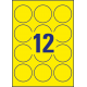 Usuwalne etykiety żółte neonowe A4 Avery Zweckform okrągłe - Ø63,5 mm / 25 ark