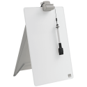Szklana tabliczka suchościeralna Nobo na biurko pionowa - biała