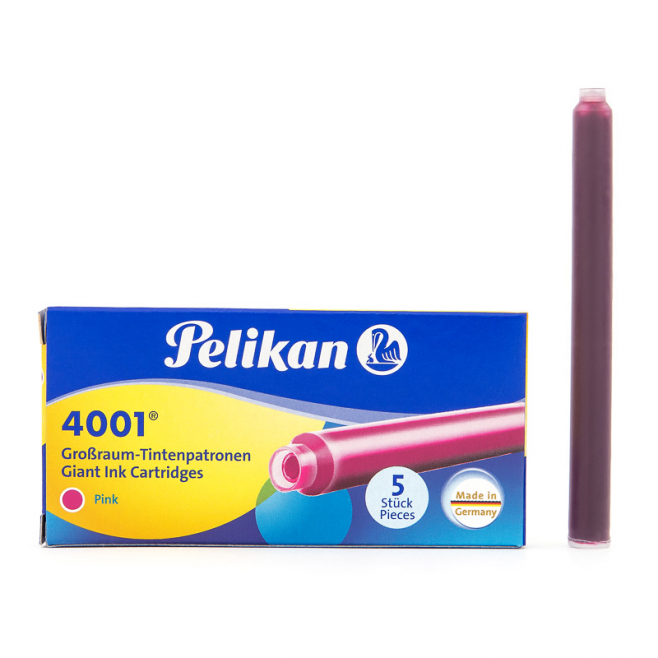 Naboje do piór wiecznych Pelikan 4001 - różowe - długie - 6 szt.