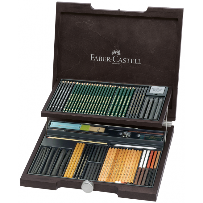 Zestaw Pitt Monochrome Faber-Castell - 85 kolorów/ drewniana kaseta