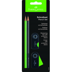 Ołówki grafitowe SPARKLE - zielony i czarny + gumka + temperówka